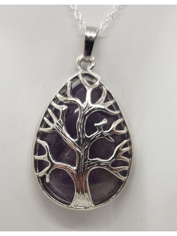 Natural Amethyst Chakra Tree Necklace
