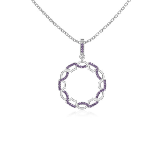 Natural Amethyst Circle of Life Pendant Necklaces for Women in Sterling Silver, February Birthstone Jewelry Gifts for Her Birthday, Wedding Anniversary, Christmas, Graduation, Valentines,Mothers Day