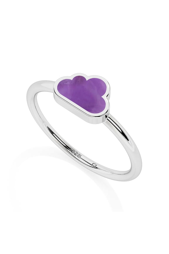 Natural Amethyst Cloud Shape Rings in Sterling Silver for Women, February Birthstone Jewelry for Her Birthday, Wedding Anniversary, Christmas, Mothers Day