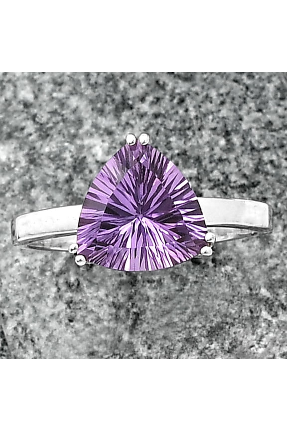 Natural Amethyst Concave - Brazil 925 Sterling Silver Ring s.8 Jewelry DGR1109_A_8 R-1020