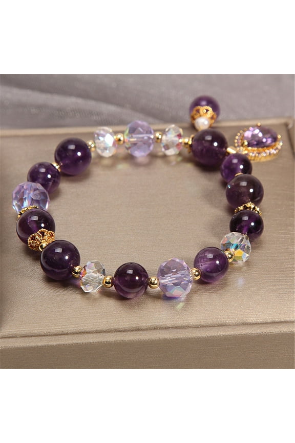 Natural Amethyst Crystal Bracelet for Women - Unique Retro Style Healing Stones Jewelry
