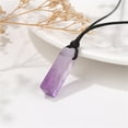 thumbnail image 1 of Natural Amethyst Cuboid Pendant Necklaces Adjustable Imitation Leather Cord Necklaces for Women 17.72~25.59 inch(45~65cm) diy, 1 of 2