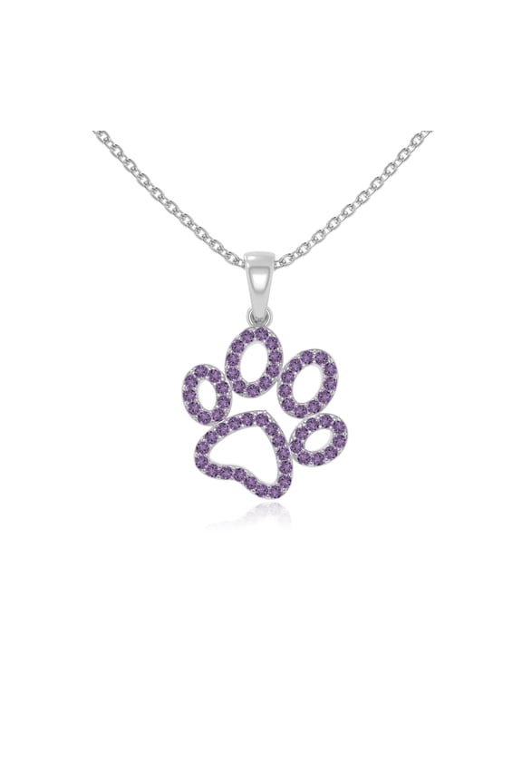 Natural Amethyst Dog/Cat Paw Shape Pendant Necklaces for Women in Sterling Silver,February Birthstone Jewelry Gifts for Her Birthday,Wedding Anniversary,Mothers Day,Christmas,Graduation,Valentines