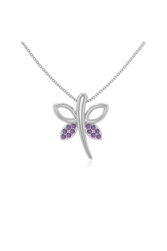 Natural Amethyst Dragonfly Pendant Necklaces for Women in Sterling Silver, February Birthstone Jewelry Gifts for Her Birthday, Wedding Anniversary, Graduation, Christmas, Mothers Day, Valentines
