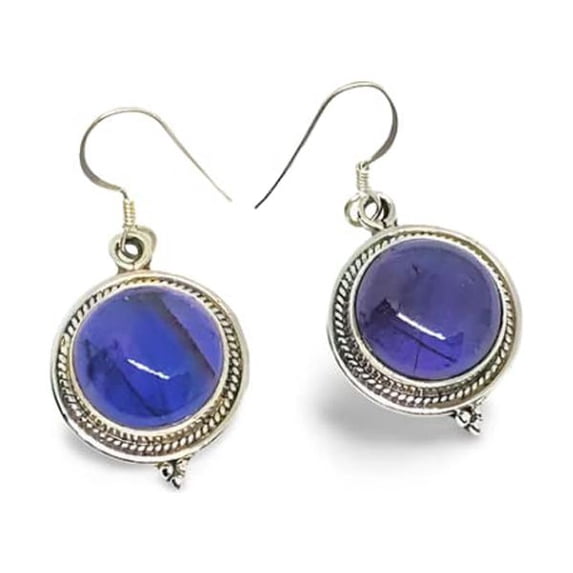 Natural Amethyst Earring, February, Womens Drop Earring, 925 Sterling Silver Earring, Anniversary Gift, Christmas, Thanksgiving, Birthstone, Silver Drops, Oxidized Earring, Handmade Tibetan Jewelry