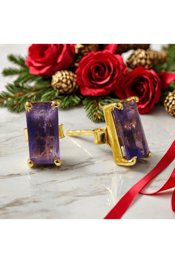 Natural Amethyst Earring Studs, 925 Sterling Silver Studs, Healing Gemstone Earrings, Bridesmaid Gift, February Birthstones, Boho Gifts