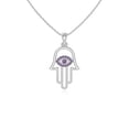 thumbnail image 1 of Natural Amethyst Evil Eye-Hamsa Hand Pendant Necklaces for Women in Sterling Silver,February Birthstone Jewelry Gifts for Her Birthday,Wedding Anniversary,Christmas,Graduation,Mothers Day,Valentines, 1 of 7