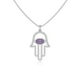 thumbnail image 1 of Natural Amethyst Evil Eye-Hamsa Hand Pendant Necklaces for Women in Sterling Silver,February Birthstone Jewelry Gifts for Her Birthday,Wedding Anniversary,Graduation,Christmas,Mothers Day,Valentines, 1 of 7