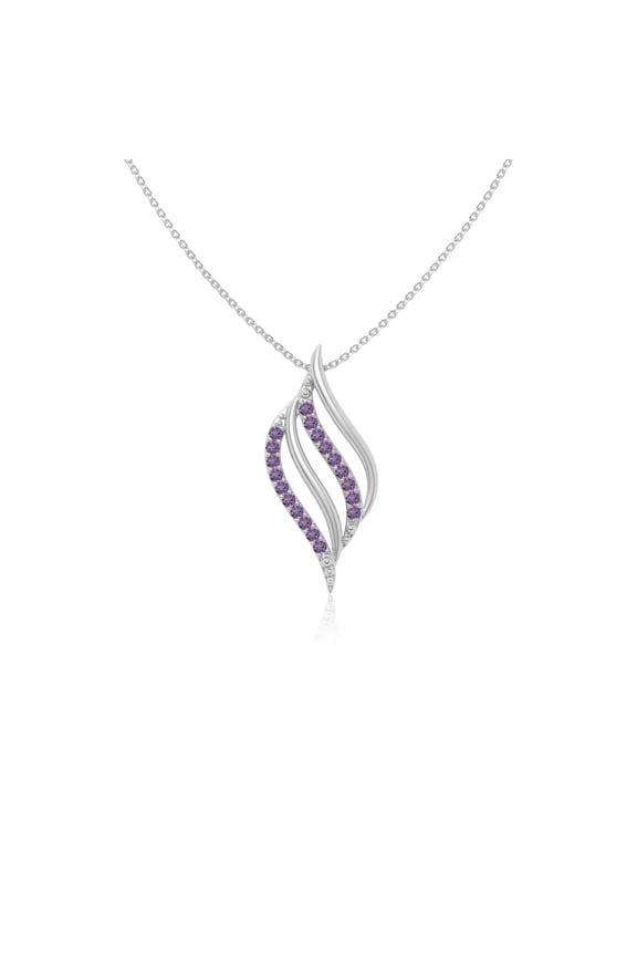 Natural Amethyst Flame Shape Pendant Necklaces for Women in Sterling Silver, February Birthstone Jewelry Gifts for Her Birthday, Wedding Anniversary, Graduation, Christmas, Mothers Day, Valentines