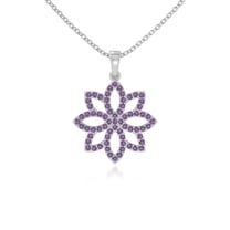 Natural Amethyst Flower Design Pendant Necklaces for Women in Sterling Silver, February Birthstone Jewelry Gifts for Her Birthday, Wedding Anniversary, Mothers Day, Christmas, Graduation, Valentines