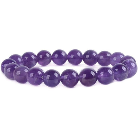 Natural Amethyst Gemstone 10mm Round Beads Stretch Bracelet 7 Inch Unisex