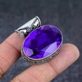 thumbnail image 1 of Natural Amethyst Gemstone 925 Sterling Silver Jewelry Pendant 1.42", 1 of 4