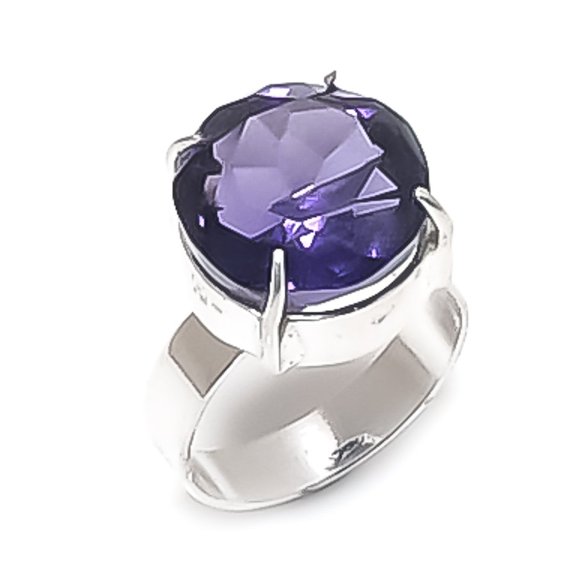 Natural Amethyst Gemstone 925 Sterling Silver Jewelry Ring Size 7.5