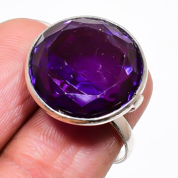 Natural Amethyst Gemstone 925 Sterling Silver Jewelry Ring Size 7.5
