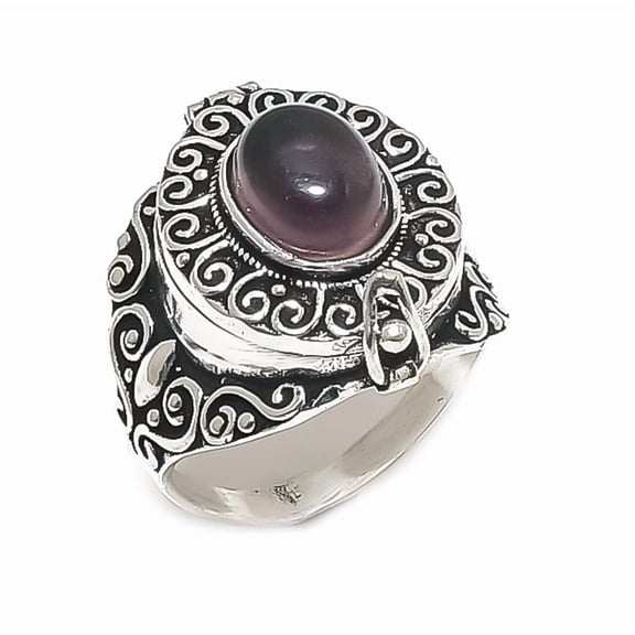 Natural Amethyst Gemstone 925 Sterling Silver Jewelry Ring Size 9.5
