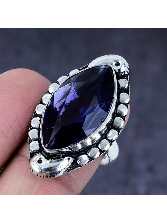 Natural Amethyst Gemstone Handmade 925 Steling Silver Jewelry Ring Size 9
