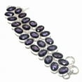 thumbnail image 1 of Natural Amethyst Gemstone Handmade 925 Sterling Silver Bracelet 7-8", 1 of 2