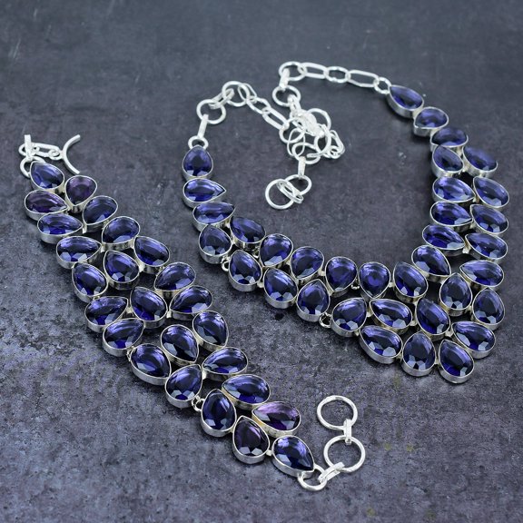 Natural Amethyst Gemstone Handmade 925 Sterling Silver Jewelry Set