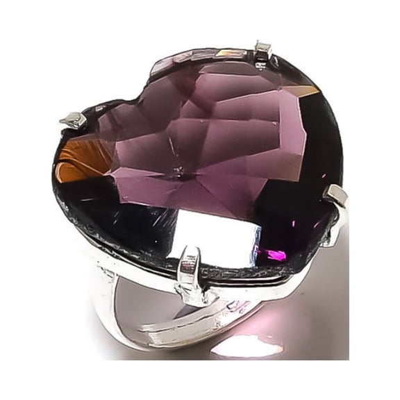 Natural Amethyst Gemstone Handmade 925 Sterling Silver Ring Size 4.5