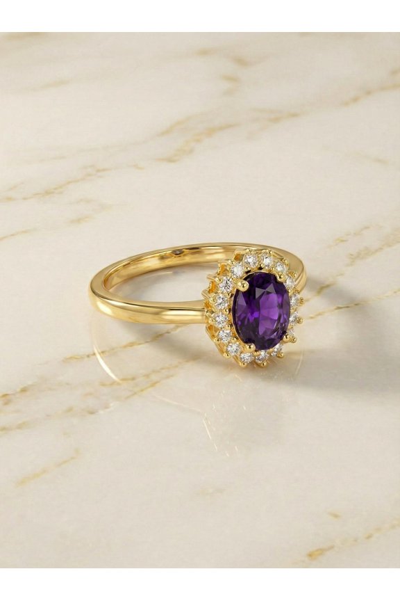Natural Amethyst Gemstone Ring Woman And Mens Birthstone Gift Ring Promise Ring