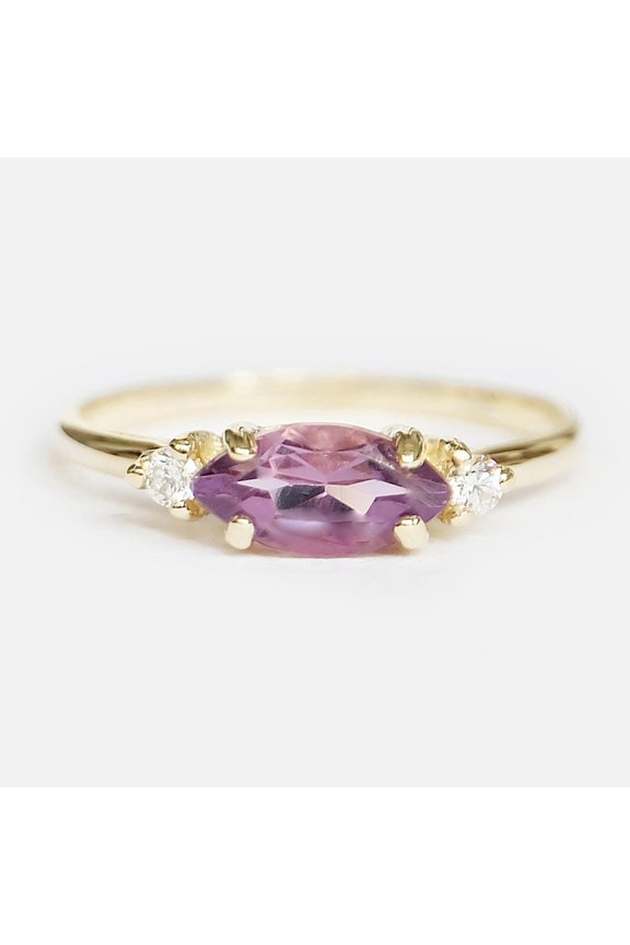 Natural Amethyst Gemstone Ring Woman And Mens Birthstone Gift Ring Promise Ring