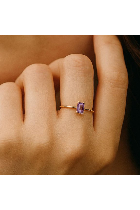 Natural Amethyst Gemstone Ring Woman And Mens Birthstone Gift Ring Promise Ring