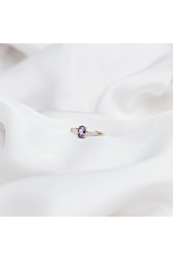 Natural Amethyst Gemstone Ring Woman And Mens Birthstone Gift Ring Promise Ring