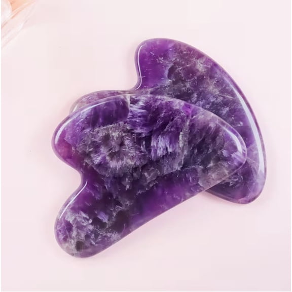 Natural Amethyst Gua Sha Tool | Hypoallergenic Facial and Body Massage Stone for Relaxation and Wellness