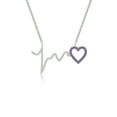 thumbnail image 1 of Natural Amethyst Heartbeat Shape Pendant Necklaces for Women in Sterling Silver, February Birthstone Jewelry Gifts for Her Birthday, Wedding Anniversary, Graduation,Christmas, Mothers Day, Valentines, 1 of 7