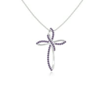 Natural Amethyst Infinity Cross Pendant Necklaces for Women in Sterling Silver, February Birthstone Jewelry Gifts for Her Birthday, Wedding Anniversary,Mothers Day, Christmas, Graduation, Valentines