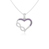 Natural Amethyst Infinity Heart Pendant Necklaces for Women in Sterling Silver, February Birthstone Jewelry Gifts for Her Birthday, Wedding Anniversary, Mothers Day ,Christmas, Graduation,Valentines
