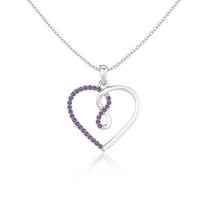 Natural Amethyst Infinity Heart Pendant Necklaces for Women in Sterling Silver, February Birthstone Jewelry Gifts for Her Birthday, Wedding Anniversary, Mothers Day ,Christmas, Party,Valentines