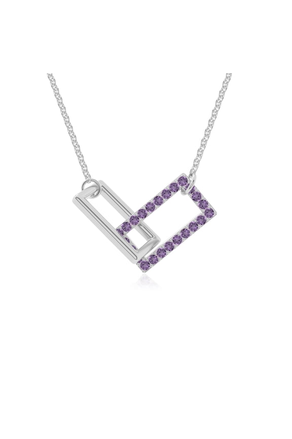 Natural Amethyst Interlock Pendant Necklaces for Women in Sterling Silver, February Birthstone Jewelry Gifts for Her Birthday, Wedding Anniversary, Graduation, Christmas, Mothers Day, Valentines