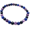 thumbnail image 1 of Natural Amethyst, Lapis Lazuli, & Black Tourmaline 6mm Round Shape Smooth Cut Beads Stretchable Bracelet for Men & Women., 1 of 4