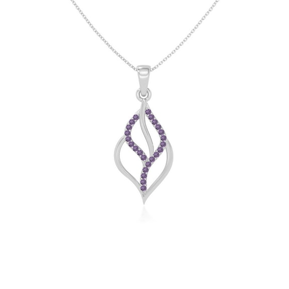 Natural Amethyst Leaf Shape Pendant Necklaces for Women in Sterling Silver, February Birthstone Jewelry Gifts for Her Birthday, Wedding Anniversary, Graduation, Christmas, Mothers Day, Valentines