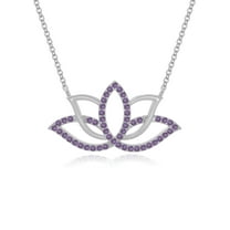 Natural Amethyst Lotus Flower Pendant Necklaces for Women in Sterling Silver, February Birthstone Jewelry Gifts for Her Birthday, Wedding Anniversary, Mothers Day, Christmas, Graduation, Valentines