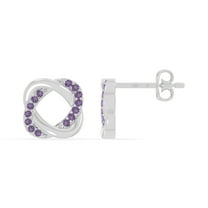 Natural Amethyst Love Knot Stud Earrings for Women in Sterling Silver, February Birthstone Jewelry Gifts for Her Birthday, Wedding Anniversary, Party, Mothers Day, Christmas, Graduation, Valentines