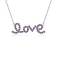 thumbnail image 1 of Natural Amethyst Love Script Pendant Necklaces for Women in Sterling Silver, February Birthstone Jewelry Gifts for Her Birthday, Wedding Anniversary, Graduation, Christmas, Mothers Day, Valentines, 1 of 7