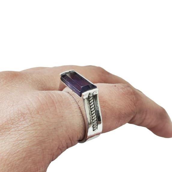 Natural Amethyst Mans Ring, Amethyst Ring, February Birthstone, Silver Jewelry, 925 Silver Ring, Birthday Gift, Heavy Mens Ring, Arabic Design, Ottoman Style Ring, Christmas, Turkey Mens Signet Ring