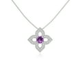 thumbnail image 1 of Natural Amethyst with Moissanite 4 Petal Flower Pendant Necklaces for Women in Sterling Silver,February Birthstone Jewelry Gifts for Her Birthday,Wedding Anniversary,Mothers Day,Christmas,Valentines, 1 of 7