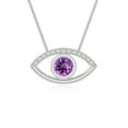 thumbnail image 1 of Natural Amethyst with Moissanite Evil Eye Pendant Necklaces for Women in Sterling Silver,February Birthstone Jewelry Gifts for Her Birthday,Wedding Anniversary,Mothers Day,Christmas,Valentines, 1 of 7