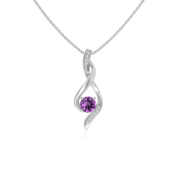 Natural Amethyst with Moissanite Infinity Design Pendant Necklaces for Women in Sterling Silver,February Birthstone Jewelry Gifts for Her Birthday,Wedding Anniversary,Mothers Day,Christmas,Valentines