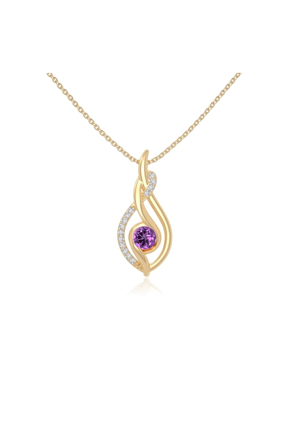Natural Amethyst with Moissanite Twisted Infinty Knot Pendant Necklaces for Women in 18K Yellow Gold Vermeil,February Birthstone Jewelry Gift Her Birthday,Anniversary,Mothers Day,Christmas,Valentines