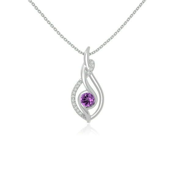 Natural Amethyst with Moissanite Twisted Infinty Knot Pendant Necklaces for Women in Sterling Silver,February Birthstone Jewelry Gift Her Birthday,Wedding Anniversary,Mothers Day,Christmas,Valentines