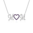 thumbnail image 1 of Natural Amethyst Mom Heart Pendant Necklaces for Women in Sterling Silver, February Birthstone Jewelry Gifts for Her Birthday, Wedding Anniversary, Graduation, Christmas, Mothers Day, Valentines, 1 of 7