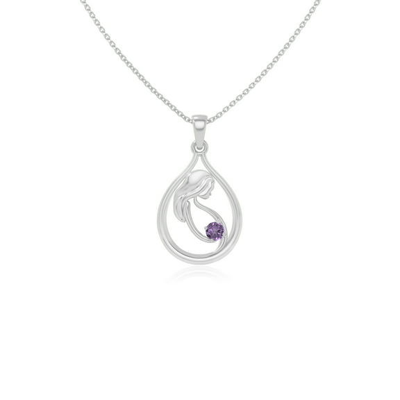 Natural Amethyst Mom To Be Pendant Necklaces for Women in Sterling Silver, February Birthstone Jewelry Gifts for Her Birthday, Wedding Anniversary, Graduation, Christmas, Mothers Day, Valentines