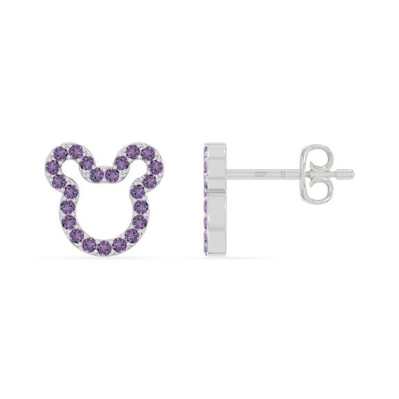 Natural Amethyst Mouse Stud Earrings for Women in Sterling Silver, February Birthstone Jewelry Gifts for Her Birthday, Wedding Anniversary, Party, Mothers Day, Christmas, Graduation, Valentines