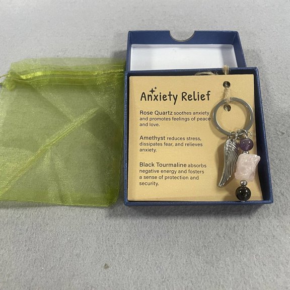 Natural Amethyst & Natural Black & Natural Rose Quartz & 304 Stainless Steel Wing Pendant Keychain with Split Key Rings