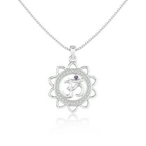 Natural Amethyst OM Symbol Pendant Necklaces for Women in Sterling Silver, February Birthstone Jewelry Gifts for Her Birthday, Wedding Anniversary, Christmas, Graduation, Mothers Day, Valentines