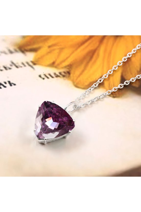 Natural Amethyst Pixel Cut Gemstone Pendant, Fantasy Cut Stone, 925 Sterling Silver, Solitaire Art Deco Pendant, Anniversary Gifts, #Sh724